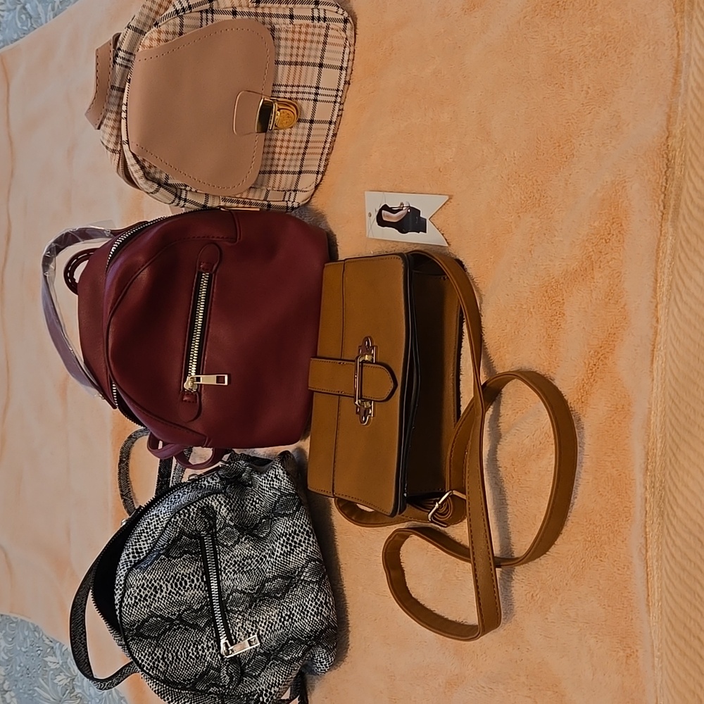 Stylish Women's Handbag Collection With (3) mini Backpacks and (1) Shoulder Bag